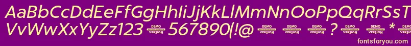 Captura ItalicDemo Font – Yellow Fonts on Purple Background