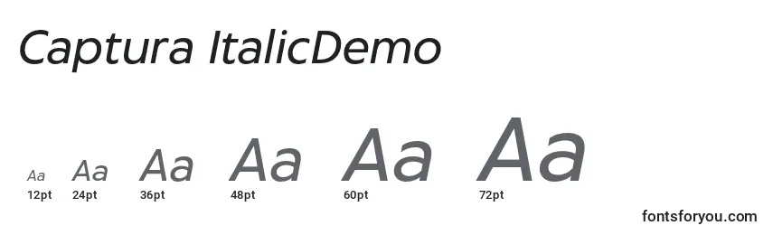 Размеры шрифта Captura ItalicDemo
