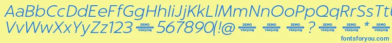 Captura LightItalicDemo Font – Blue Fonts on Yellow Background