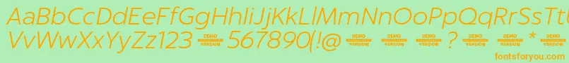 Captura LightItalicDemo Font – Orange Fonts on Green Background