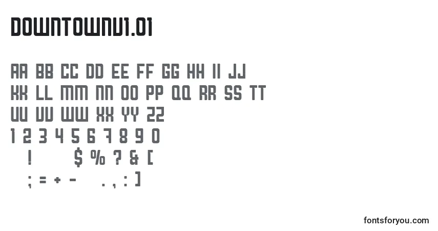 Schriftart DowntownV1.01 (12281) – Alphabet, Zahlen, spezielle Symbole