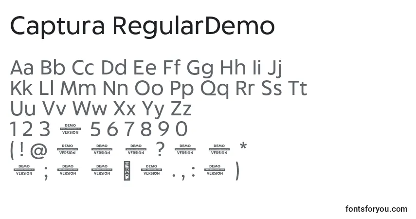 Шрифт Captura RegularDemo – алфавит, цифры, специальные символы