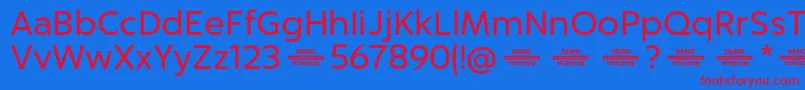 Captura RegularDemo Font – Red Fonts on Blue Background