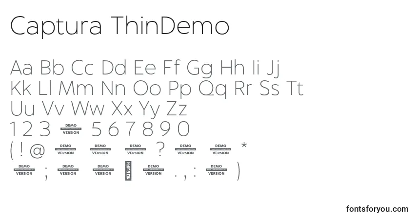 Шрифт Captura ThinDemo – алфавит, цифры, специальные символы