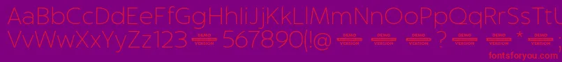 Captura ThinDemo Font – Red Fonts on Purple Background