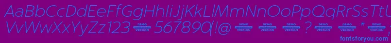 Captura ThinItalicDemo Font – Blue Fonts on Purple Background