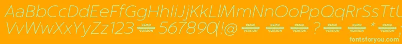 Captura ThinItalicDemo Font – Green Fonts on Orange Background