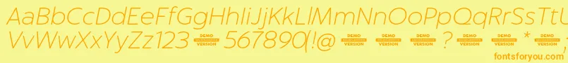 Captura ThinItalicDemo Font – Orange Fonts on Yellow Background