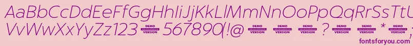 Captura ThinItalicDemo Font – Purple Fonts on Pink Background