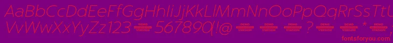 Captura ThinItalicDemo Font – Red Fonts on Purple Background