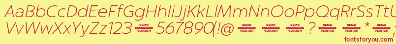 Captura ThinItalicDemo Font – Red Fonts on Yellow Background