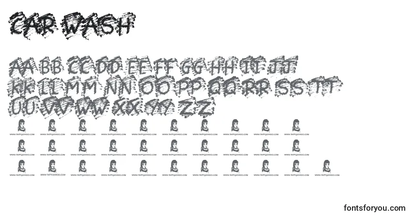 A fonte Car Wash – alfabeto, números, caracteres especiais