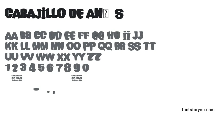 Schriftart Carajillo de AnР±s – Alphabet, Zahlen, spezielle Symbole