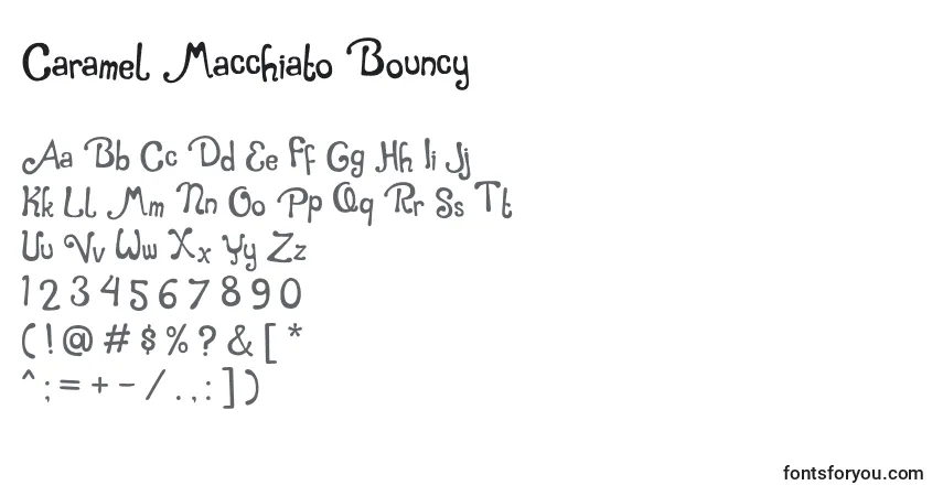 Шрифт Caramel Macchiato Bouncy – алфавит, цифры, специальные символы
