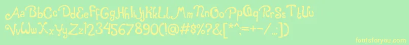 Caramel Macchiato Bouncy Font – Yellow Fonts on Green Background