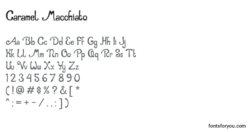 Schriftart Caramel Macchiato – Alphabet, Zahlen, spezielle Symbole