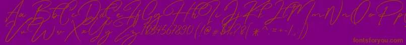 Caramello Free-Schriftart – Braune Schriften auf violettem Hintergrund