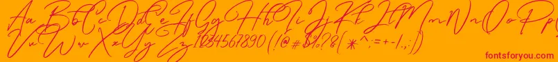 More about Caramello Free Font Caramello Free Font – Red Fonts on Orange Background