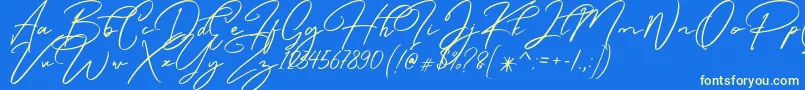 Caramello Free Font – Yellow Fonts on Blue Background