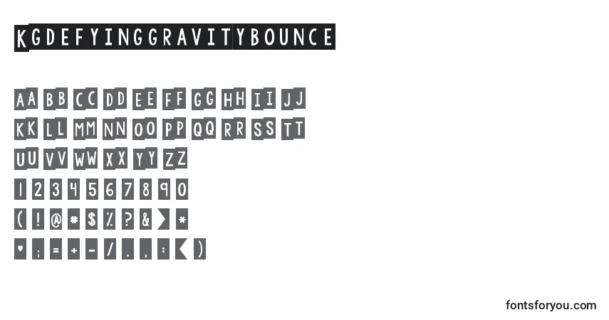 Kgdefyinggravitybounce Font – alphabet, numbers, special characters