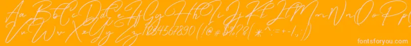 Caramello Free-Schriftart – Rosa Schriften auf orangefarbenem Hintergrund