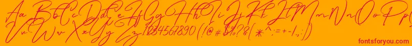 Caramello Free-Schriftart – Rote Schriften auf orangefarbenem Hintergrund