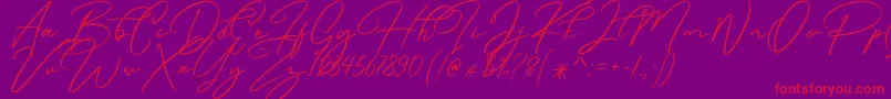 Caramello Free-Schriftart – Rote Schriften auf violettem Hintergrund