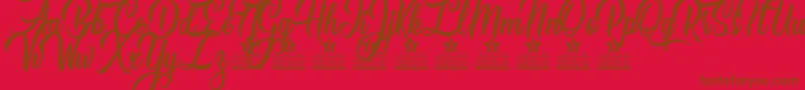 Caranda Personal Use Font – Brown Fonts on Red Background