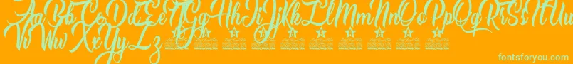 Caranda Personal Use Font – Green Fonts on Orange Background