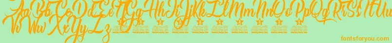 Caranda Personal Use-Schriftart – Orangefarbene Schriften auf grünem Hintergrund