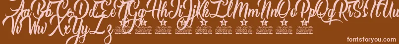 Fonte Caranda Personal Use – fontes rosa em um fundo marrom