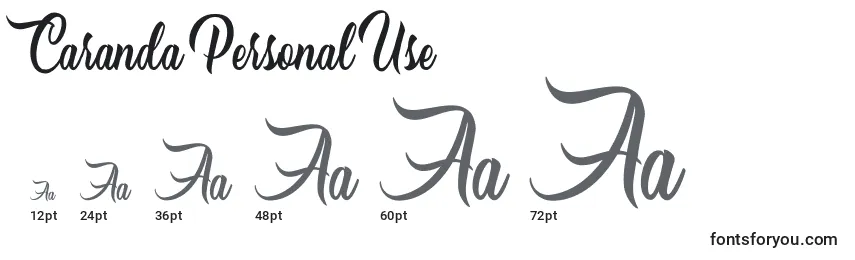 Caranda Personal Use Font Sizes
