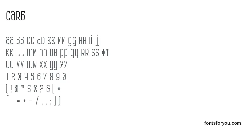 Czcionka CARB     (122822) – alfabet, cyfry, specjalne znaki