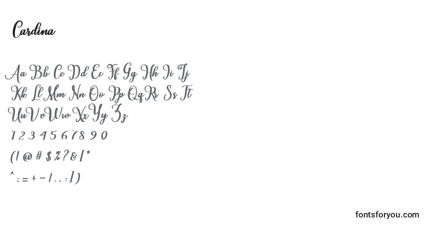 Schriftart Cardina (122829) – Alphabet, Zahlen, spezielle Symbole