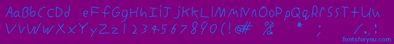 InconsistentprintRegular-fontti – siniset fontit violetilla taustalla
