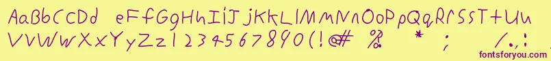 InconsistentprintRegular-fontti – violetit fontit keltaisella taustalla