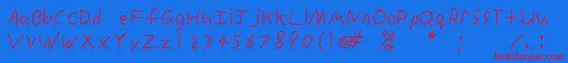 フォントInconsistentprintRegular – 赤い文字の青い背景