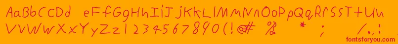 InconsistentprintRegular-fontti – punaiset fontit oranssilla taustalla