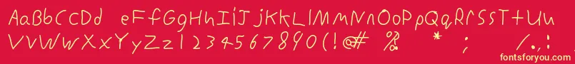 InconsistentprintRegular-fontti – keltaiset fontit punaisella taustalla