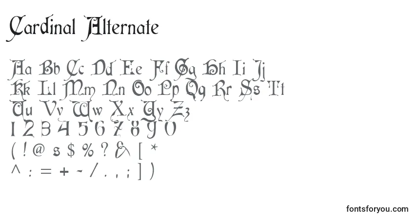 Czcionka Cardinal Alternate – alfabet, cyfry, specjalne znaki