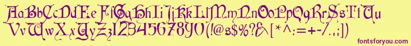 Cardinal Alternate Font – Purple Fonts on Yellow Background