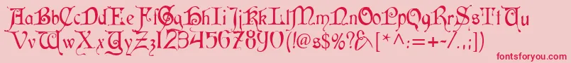 Cardinal Alternate-Schriftart – Rote Schriften auf rosa Hintergrund