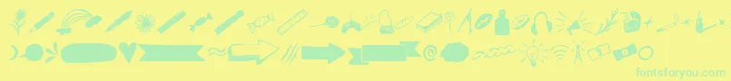 Care Around Dingbats Font – Green Fonts on Yellow Background