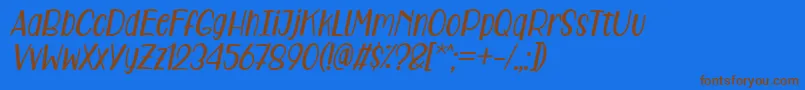 Care Around Italic Font – Brown Fonts on Blue Background