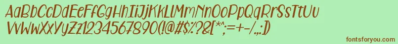 Fonte Care Around Italic – fontes marrons em um fundo verde