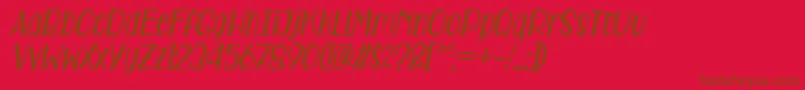 Fonte Care Around Italic – fontes marrons em um fundo vermelho