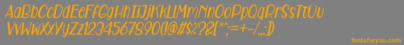 Care Around Italic-Schriftart – Orangefarbene Schriften auf grauem Hintergrund