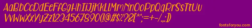 Care Around Italic Font – Orange Fonts on Purple Background