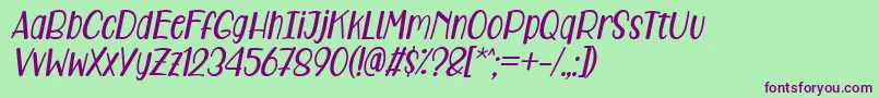 Care Around Italic Font – Purple Fonts on Green Background