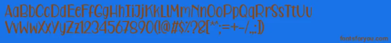 Care Around Regular Font – Brown Fonts on Blue Background